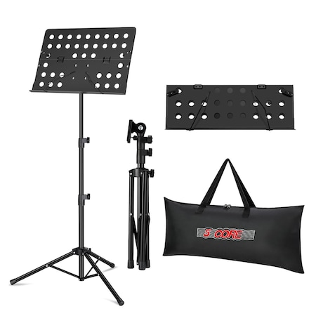 5 Core 5 Core Sheet Music Stand - Heavy Duty Portable Foldable Music Note Holder - Height Adjustable Tripod MUS FLD HD